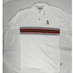 VTG Disney‎ World Polo Shirt Mickey Mouse Striped Collared Casual Top Size M NWT
